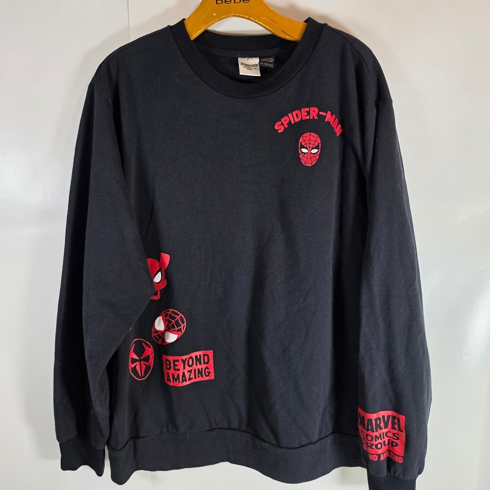 Marvel Spider-Man Beyond Amazing Sweatshirt Mens 2XL Black Graphic Crewneck 60th